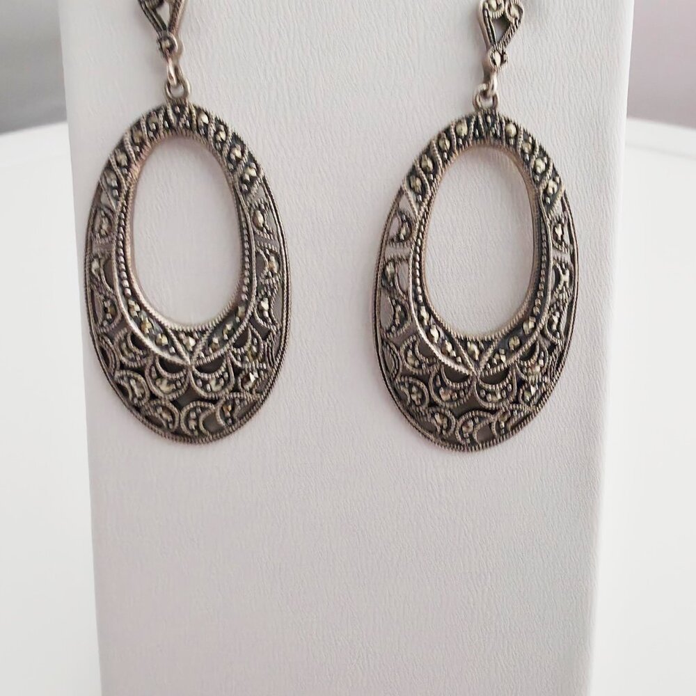 Sterling Silver Marcasite Post Earrings